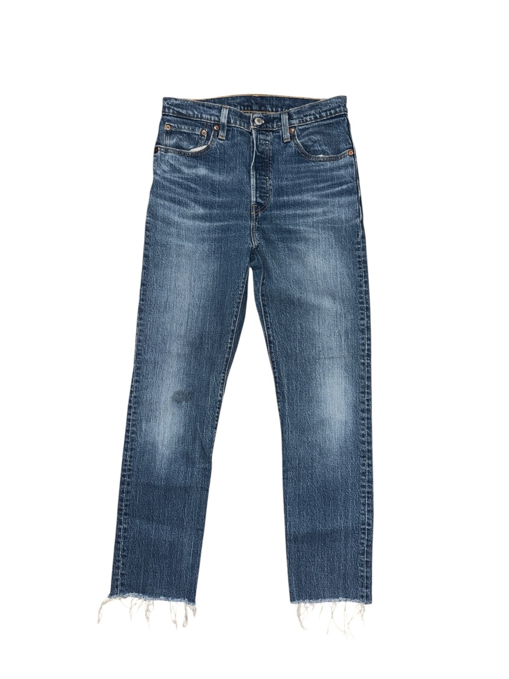 Levi's 501 Women’s 28W X 32L Straight-Leg Distressed Blue Jeans Casual Denim